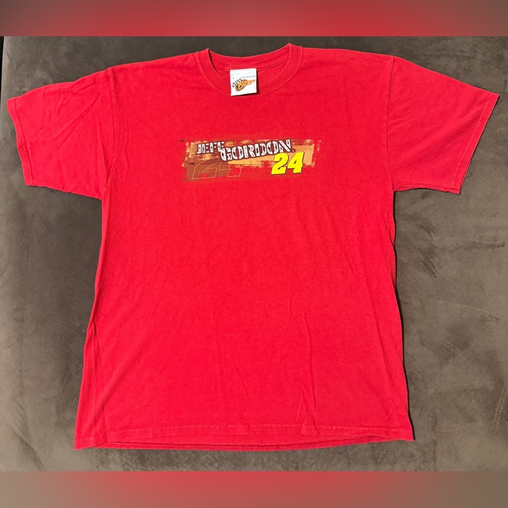 Nascar Jeff Gordon 24 DuPont Racing Winners Circle Red Graphic T Shirt Men’s L